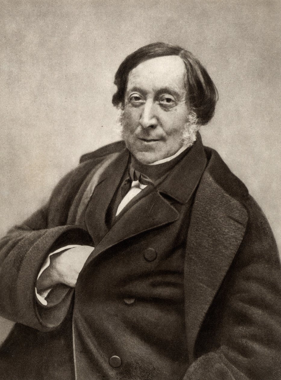 Gioachino (Antonio) Rossini (1792-1868) italialainen säveltäjä. Nadarin valokuvasta, Gaspard-Felix Tournachonin (1820-1910) salanimi. tekijältä (1820 1910) Nadar