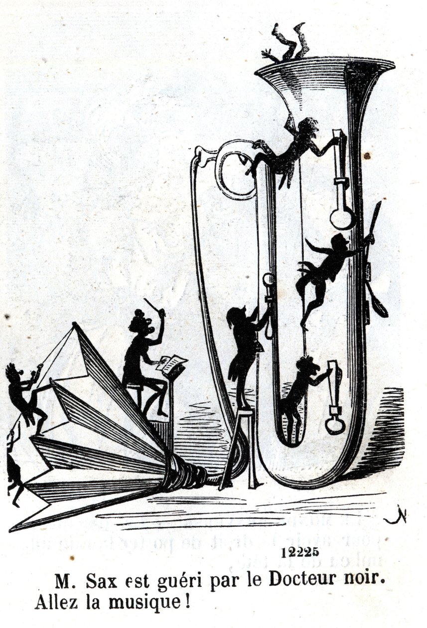Musta lääkäri haavoittaa herra Saxia. (Adolphe (Adolph) Sax, saksofonin keksijä (1814-1894). tekijältä Nadar