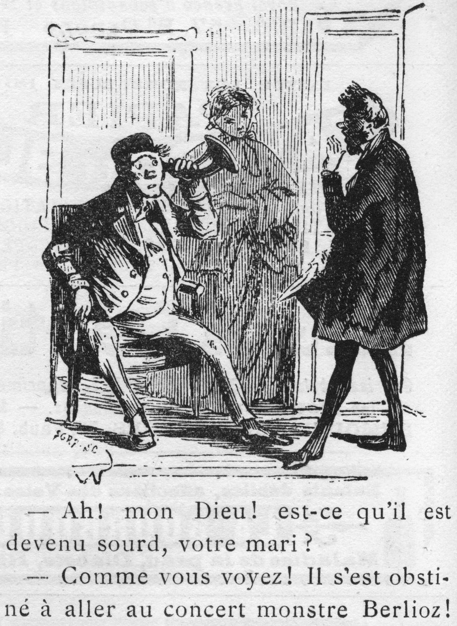 Sarjakuva Hector Berliozin (1803-1869) työstä, jonka Nadar suunnitteli vuonna 1856 Journal pour rire -lehdelle. tekijältä Nadar