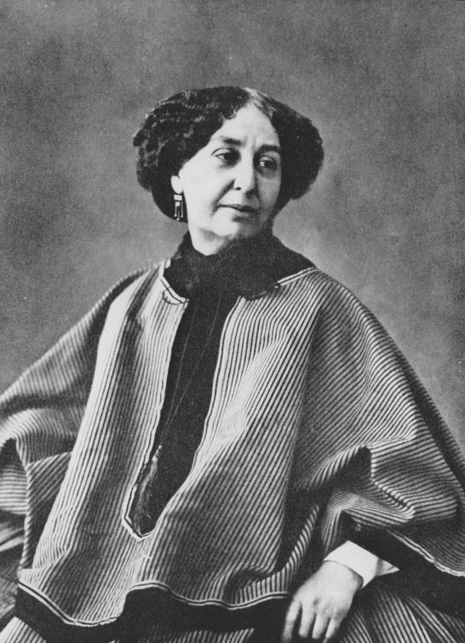 George Sand (Aurore Dupin, Baronne Dudevant) (1804-1876), ranskalainen kirjailija, kuvannut Nadar noin 1865 tekijältä Nadar