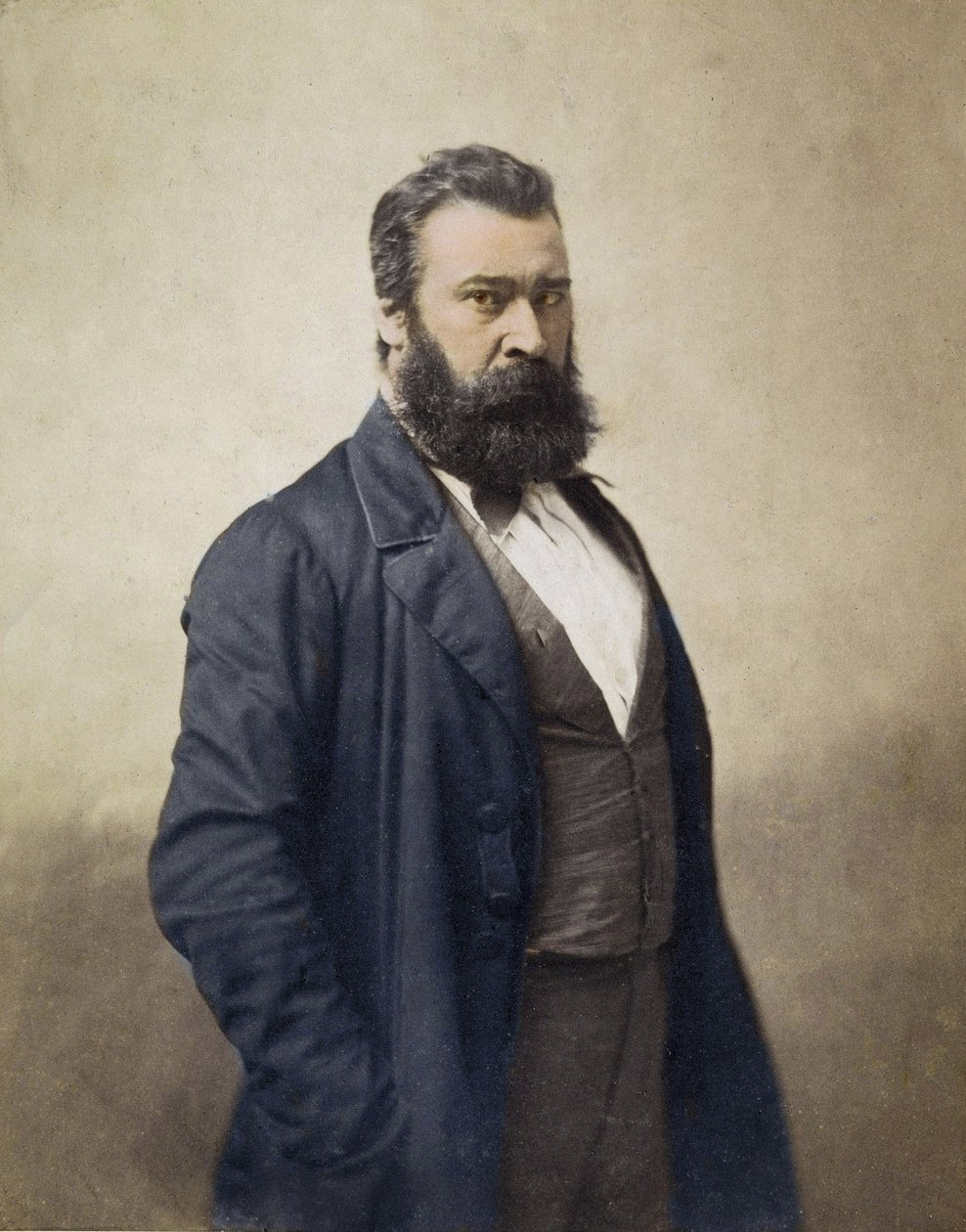 Jean Francois Millet (1814-1875) ranskalainen taidemaalari n. 1870 valokuva: Nadar - Digitaalinen väritys - Portrait de Jean-Francois (Jean Francois) Millet (1814-1875), taidemaalari, kaivertaja. Valokuva Nadarista. 1800-luvulla tekijältä Nadar