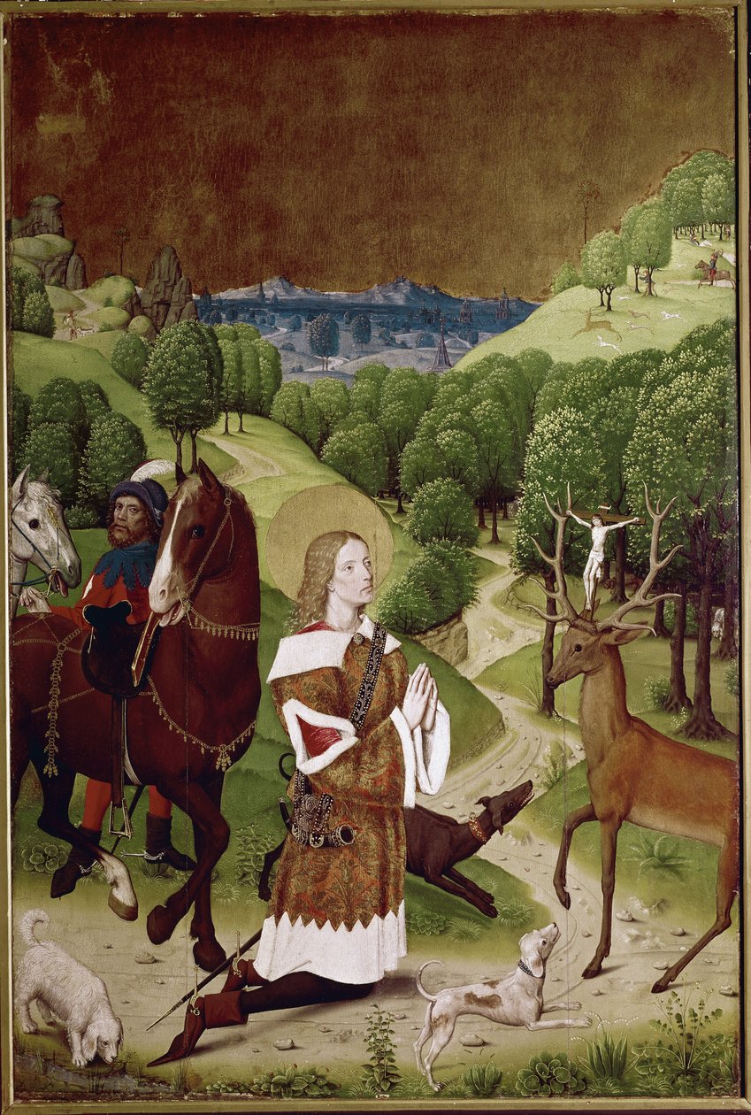 Conversie St Hubert (ulei pe panou finnish tekijältä (active c.1463 c.1490) Master of Wilten