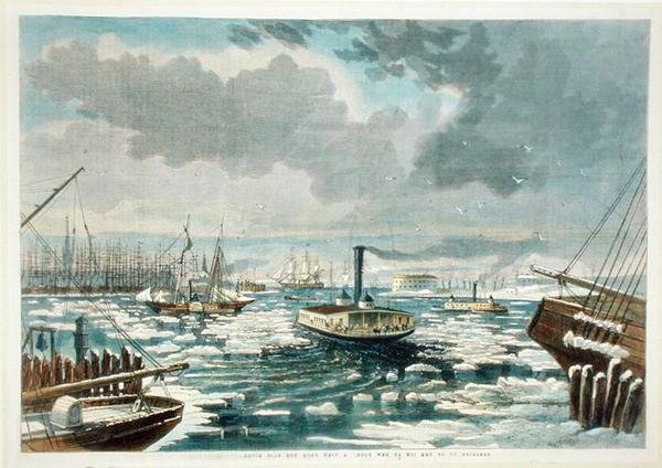 Breaking up the Ice at New York – näkymä East Riveriltä, julkaistu Harper