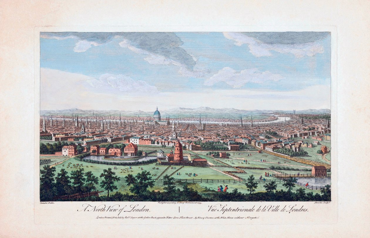 Näkymä pohjoiseen Lontoosta 1700-luvulla tekijältä (after) Canaleti