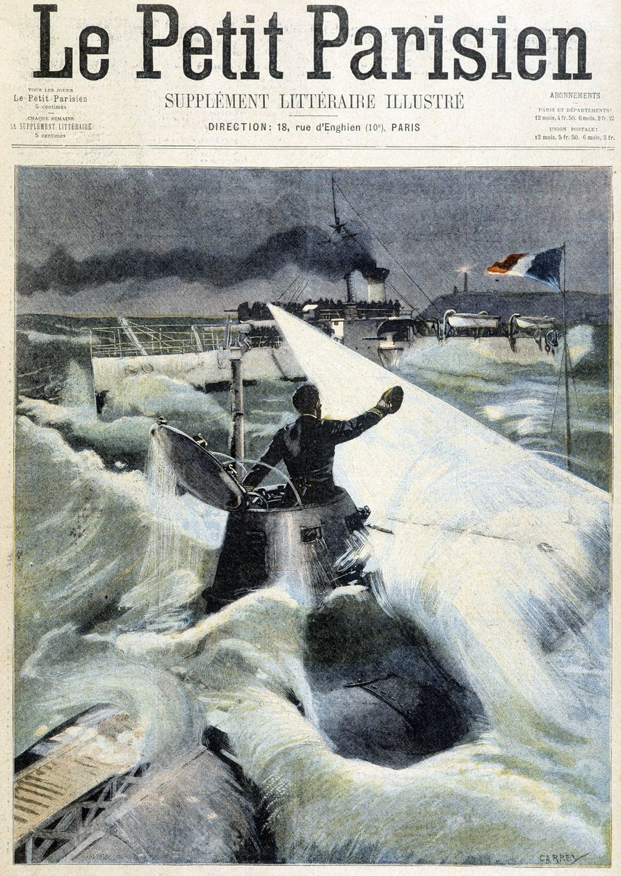 Kokemus sukellusveneestä "" Le Morse"" - elokuvassa "" Le Petit Parisien"" 8.11.1901 tekijältä (after) Carrey