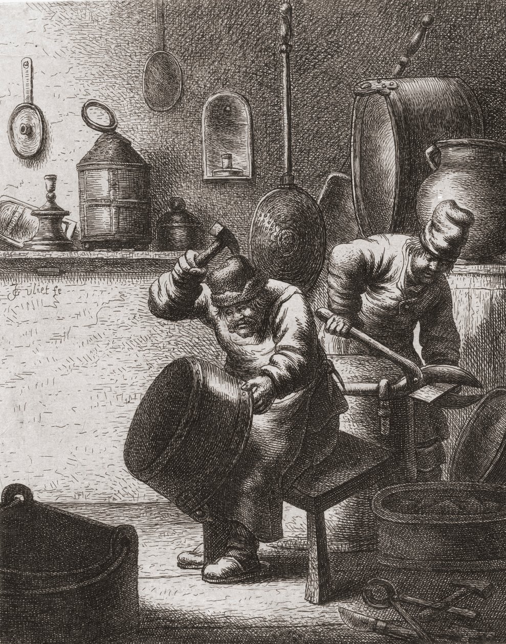 Kuparisepät työssään 1600-luvulla (painos) tekijältä (after) Dutch School