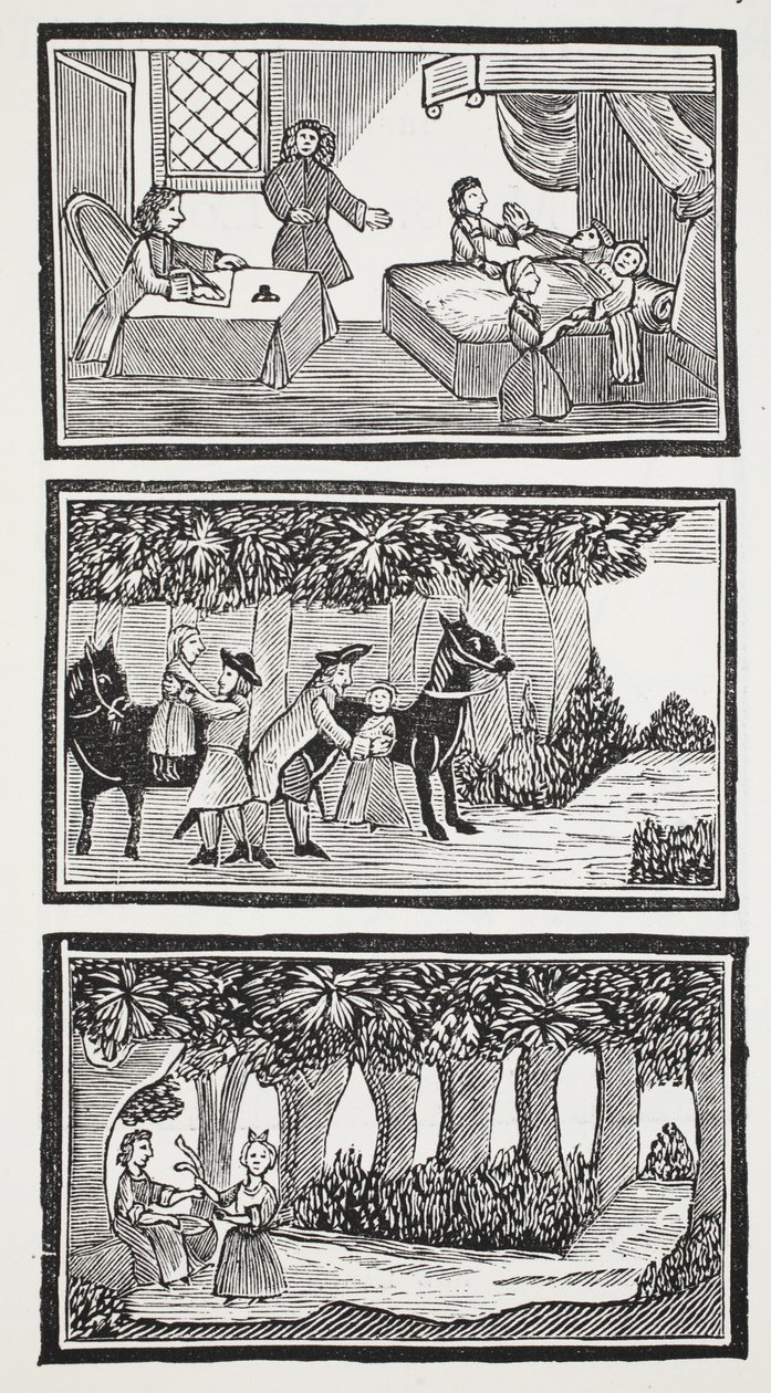The History of The Two Children in the Wood, kuvitus John Ashtonin kirjasta "Chap-books of the Eightenth Century", pub. 1882 (litho) tekijältä (after) English School