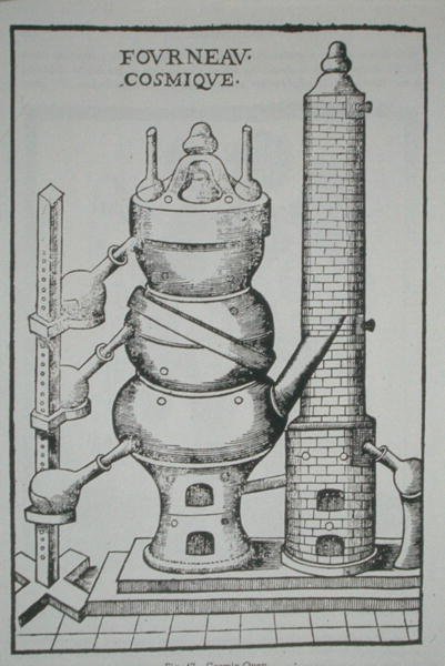Cosmic Oven, Annibal Barletin (1653) "La Theotechnie Ergocosmique" -teoksesta, joka on kuvattu 1800-luvun lopulla julkaistussa taikuuden historiassa (litho) tekijältä (after) French School