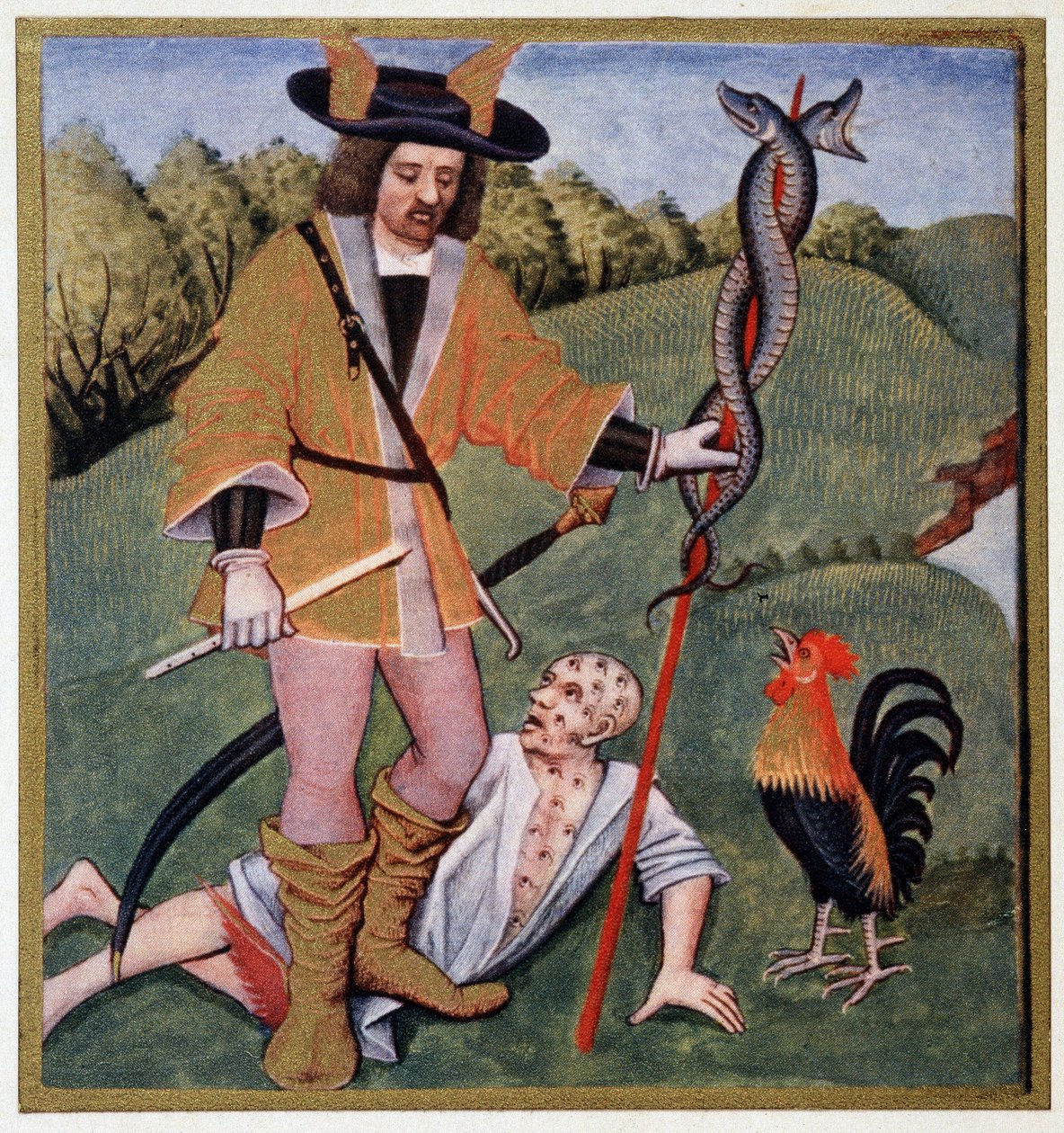 Hermes lehtipuulla - 1400-luvun valaistuksesta tekijältä (after) French School