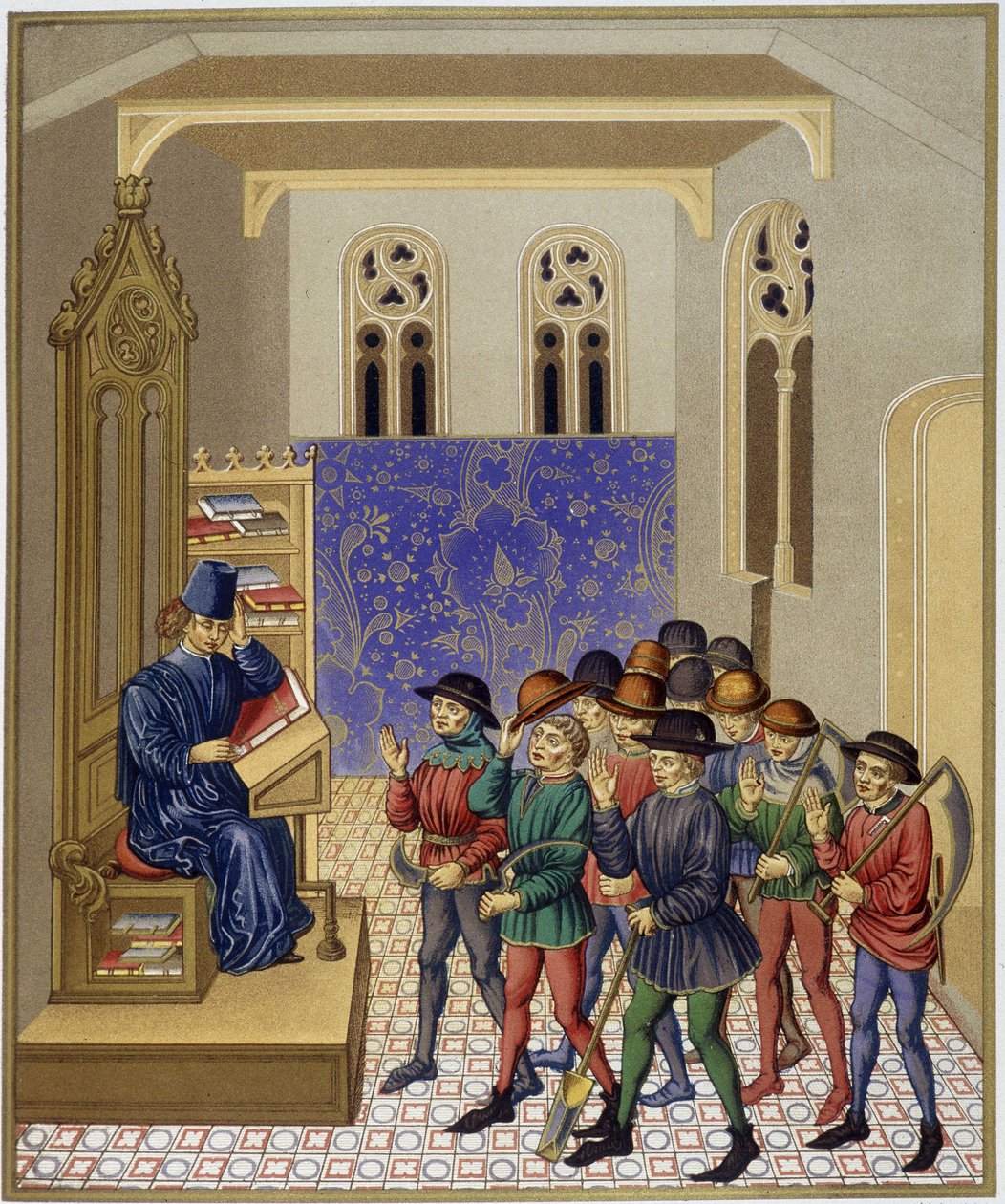 Maatalouden oppitunti - miniatyyri faksimile 1400-luvulta tekijältä (after) French School