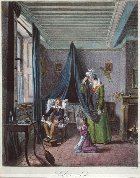 Sairas lapsi, n. 1820 (väri litho) tekijältä (after) Genot