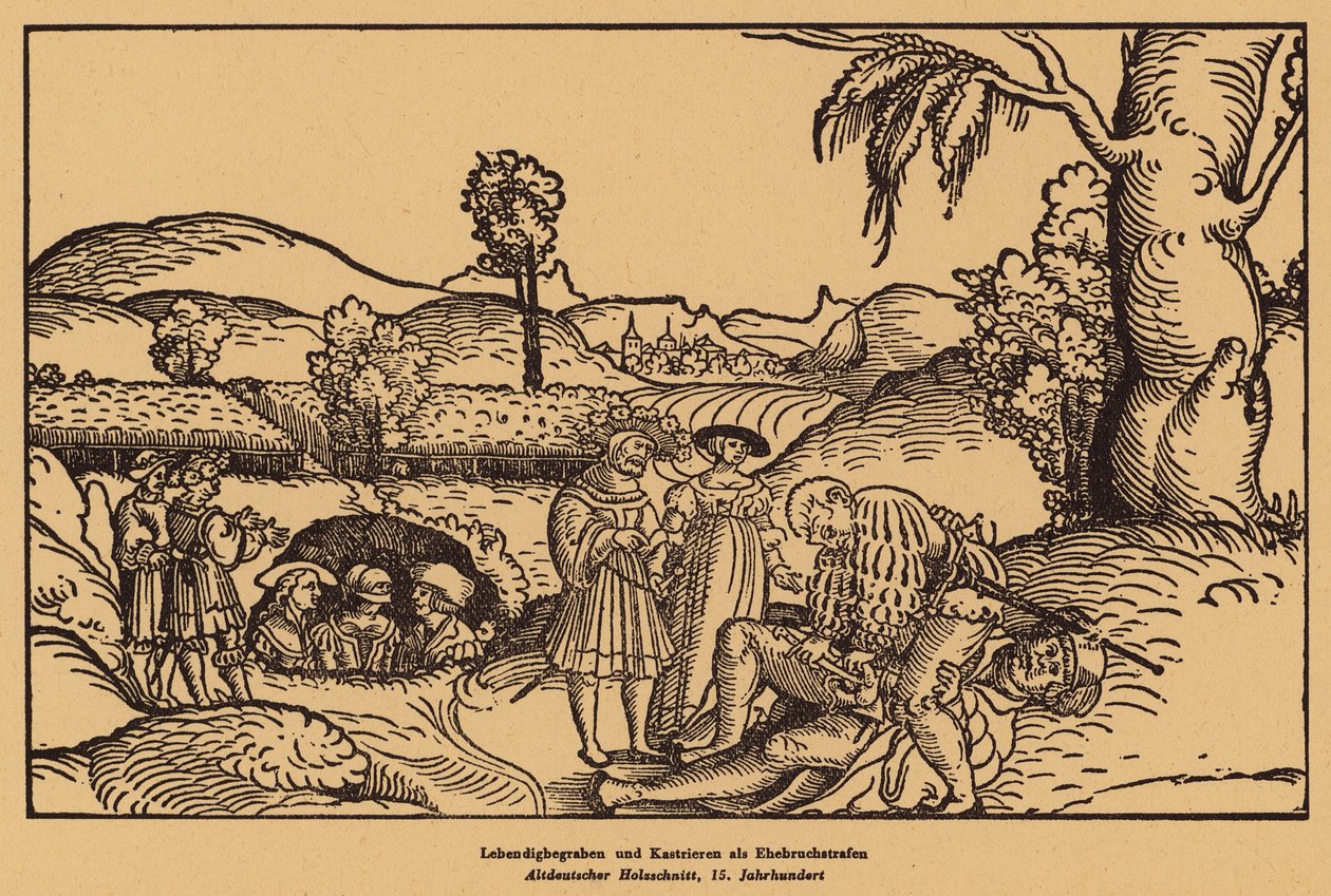 Elävänä hautaaminen ja kastraatio: rangaistukset aviorikoksesta tekijältä (after) German School