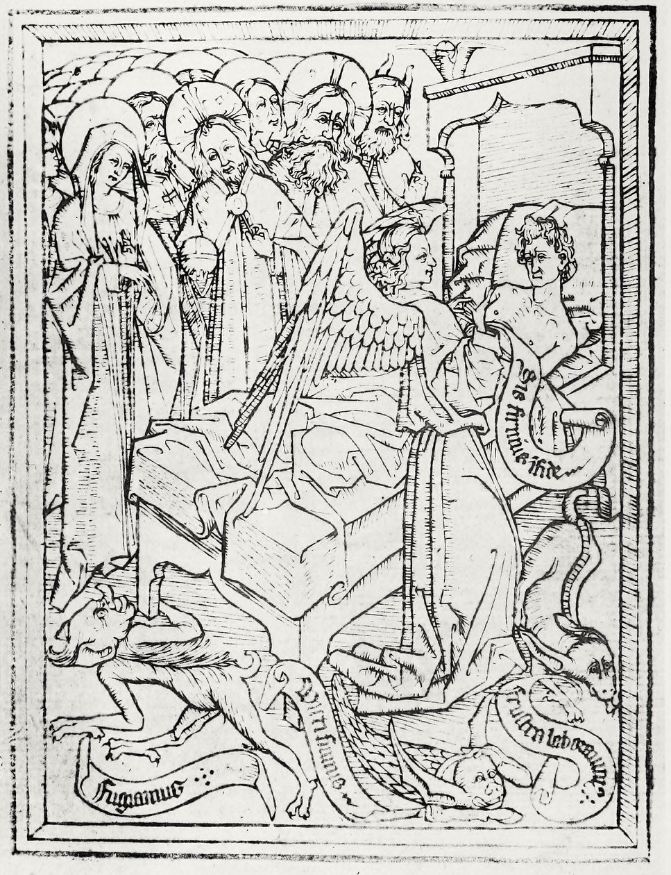 Kuvitus Lionel Custin teoksesta "The Master E.S. and the Ars moriendi" tekijältä (after) German School