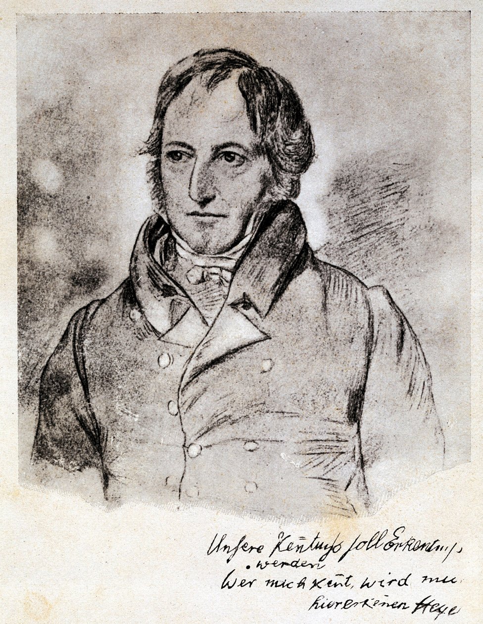 Georg Wilhelm Friedrich Hegelin (1770-1831), saksalaisen filosofin ja idealistin muotokuva. Kaiverrus G. Henselin piirustuksen mukaan. tekijältä (after) German School
