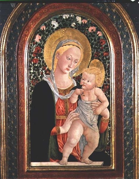 Madonna ja lapsi, lapsi seisomassa, kädessään lintu tekijältä (after) Pier Francesco Fiorentino