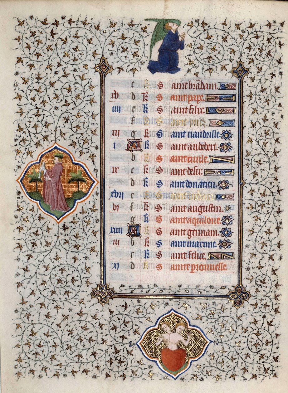 Sivu käsikirjoituksesta "Les Tres Riches Hours du Duke Francois de Guise", jonka Boucicaut