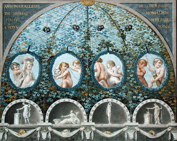 Design for a Ceiling Fresco, julkaistu n. 1780 (guassi, tussi ja akvarelli etsatulla pohjalla) (katso myös 192025 tekijältä (c.1489 1534) (after) Correggio