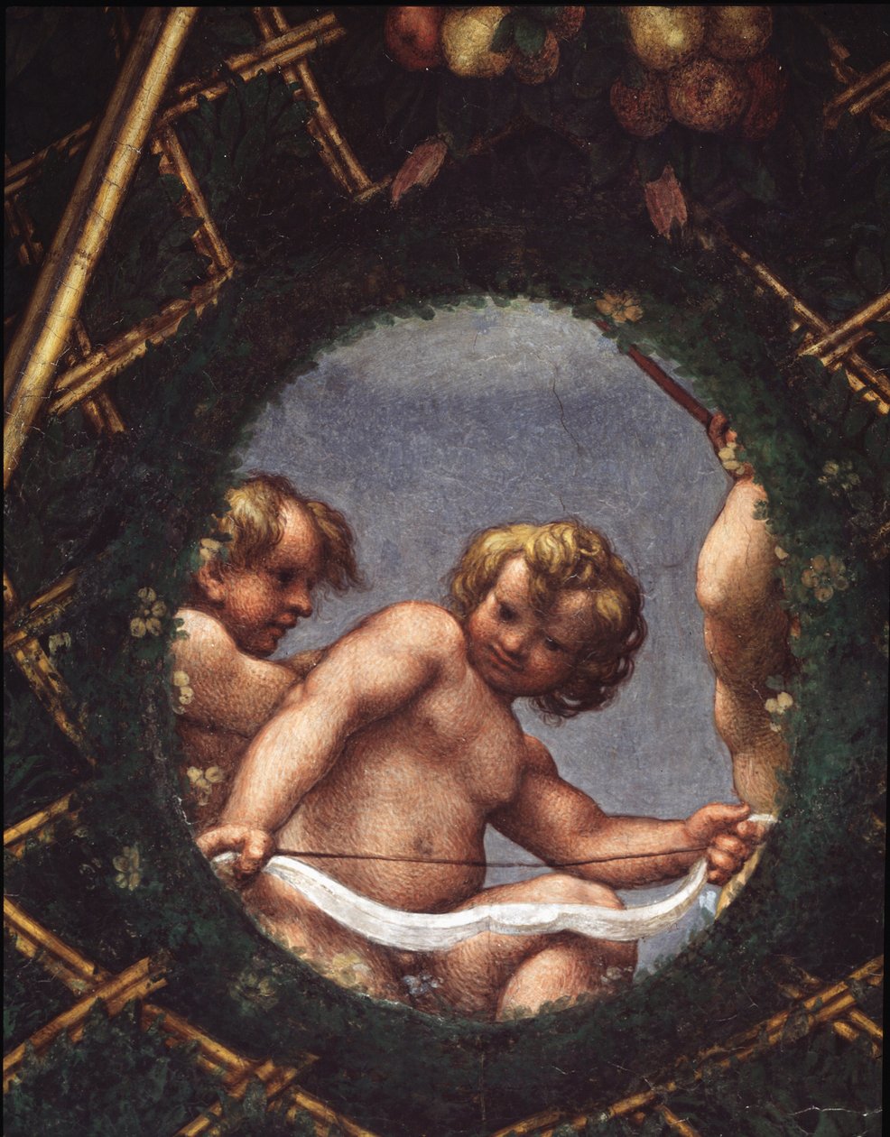 Enkelit katsovat ulos ikkunasta - Fresco tekijältä (c.1489 1534) Correggio