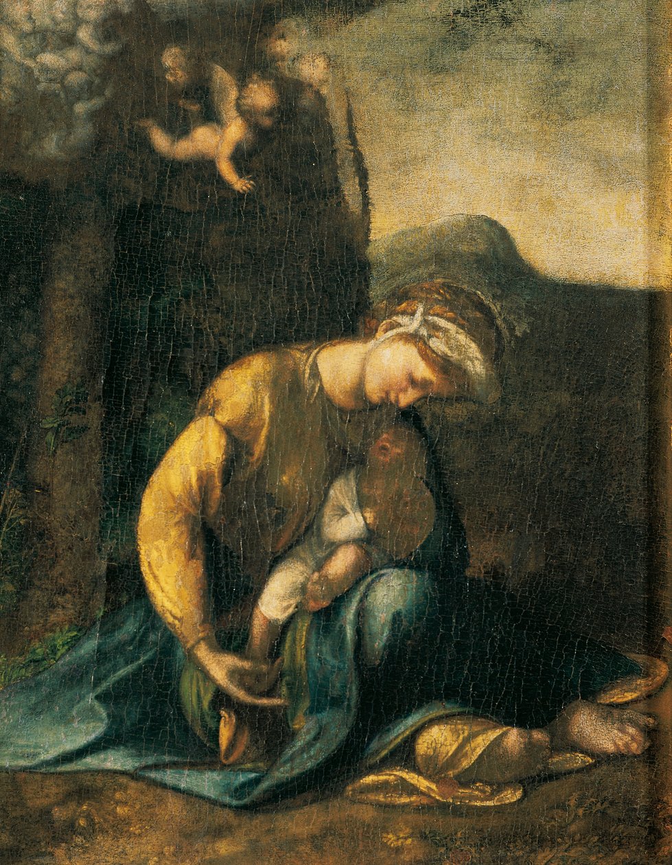 Mustalaistyttö, Antonio Allegri, joka tunnetaan nimellä Correggio (1489-n. 1534), öljy puulle, 49x37 cm tekijältä (c.1489 1534) Correggio