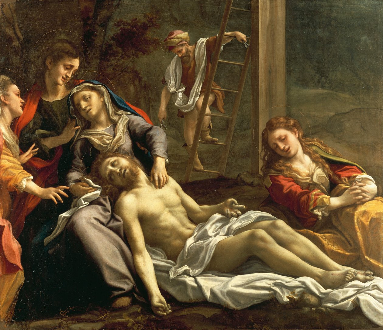 Valituslaulu kuolleesta Kristuksesta, noin 1524, Antonio Allegri, joka tunnetaan nimellä Correggio (1489-n. 1534), öljy kankaalle tekijältä (c.1489 1534) Correggio