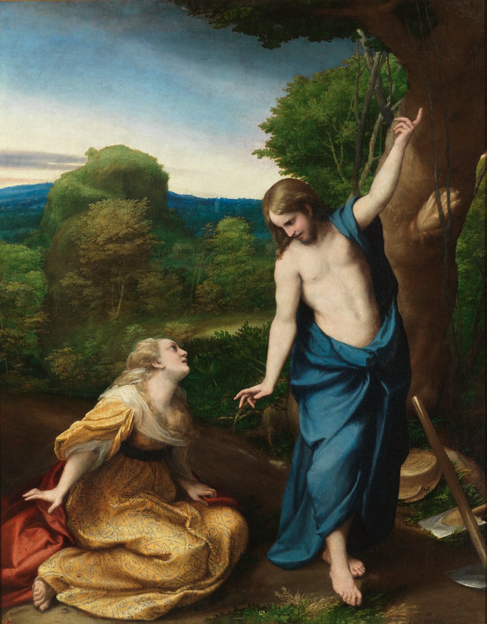 Noli me tangere, n. 1525 (öljy paneelissa) tekijältä (c.1489 1534) Correggio