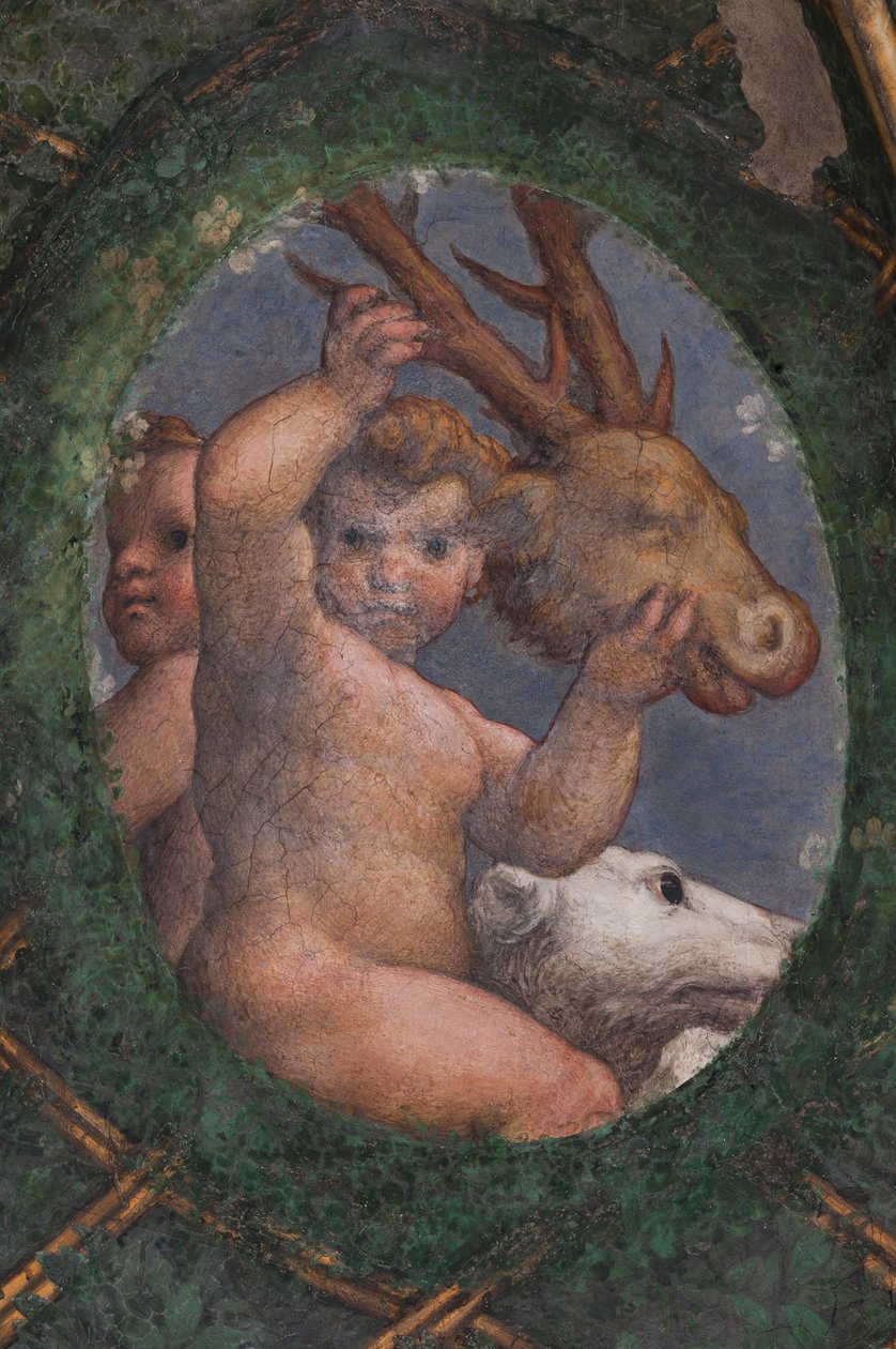 Putti, koira ja peura, yksityiskohta tekijältä (c.1489 1534) Correggio
