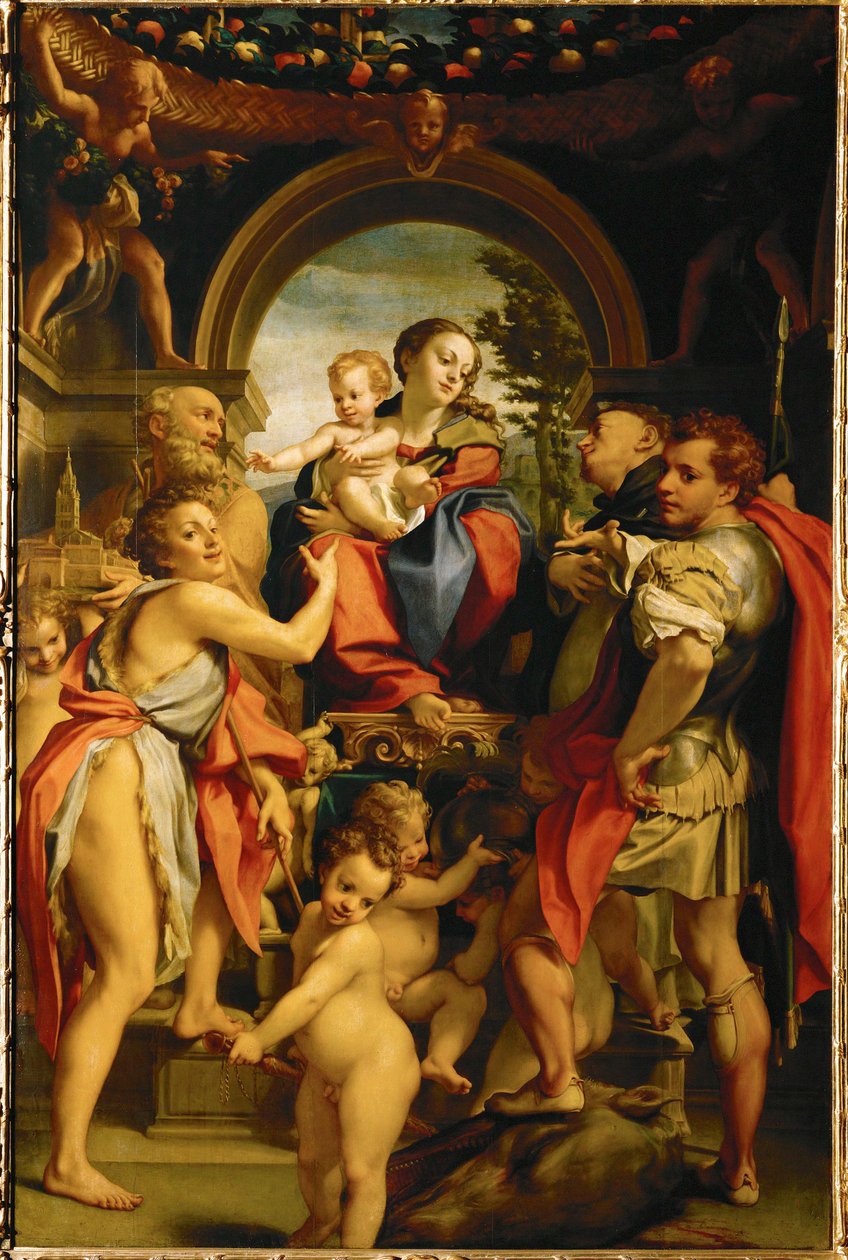 Pyhän Yrjön Madonna (maalaus poppelipuulle) tekijältä (c.1489-1534) Correggio