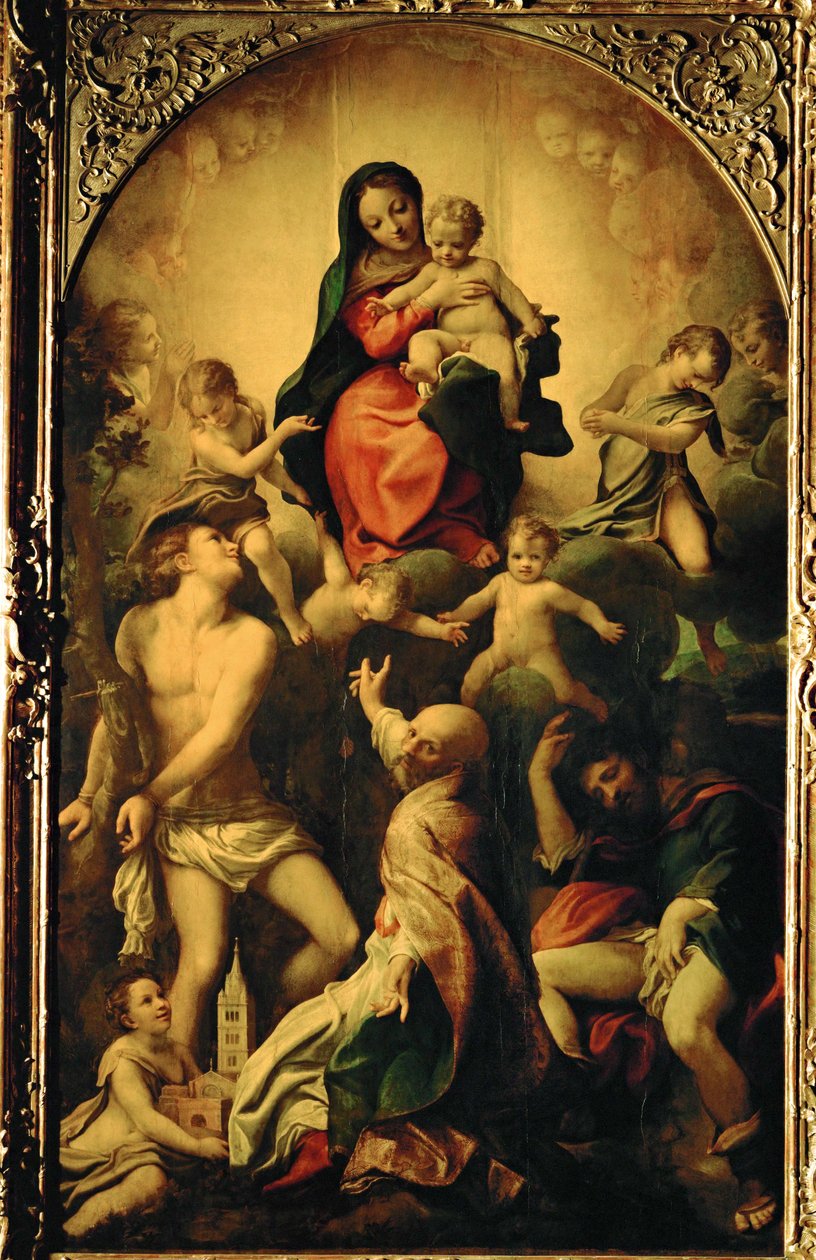 Pyhän Sebastianin Madonna ... tekijältä (c.1489 1534) Correggio