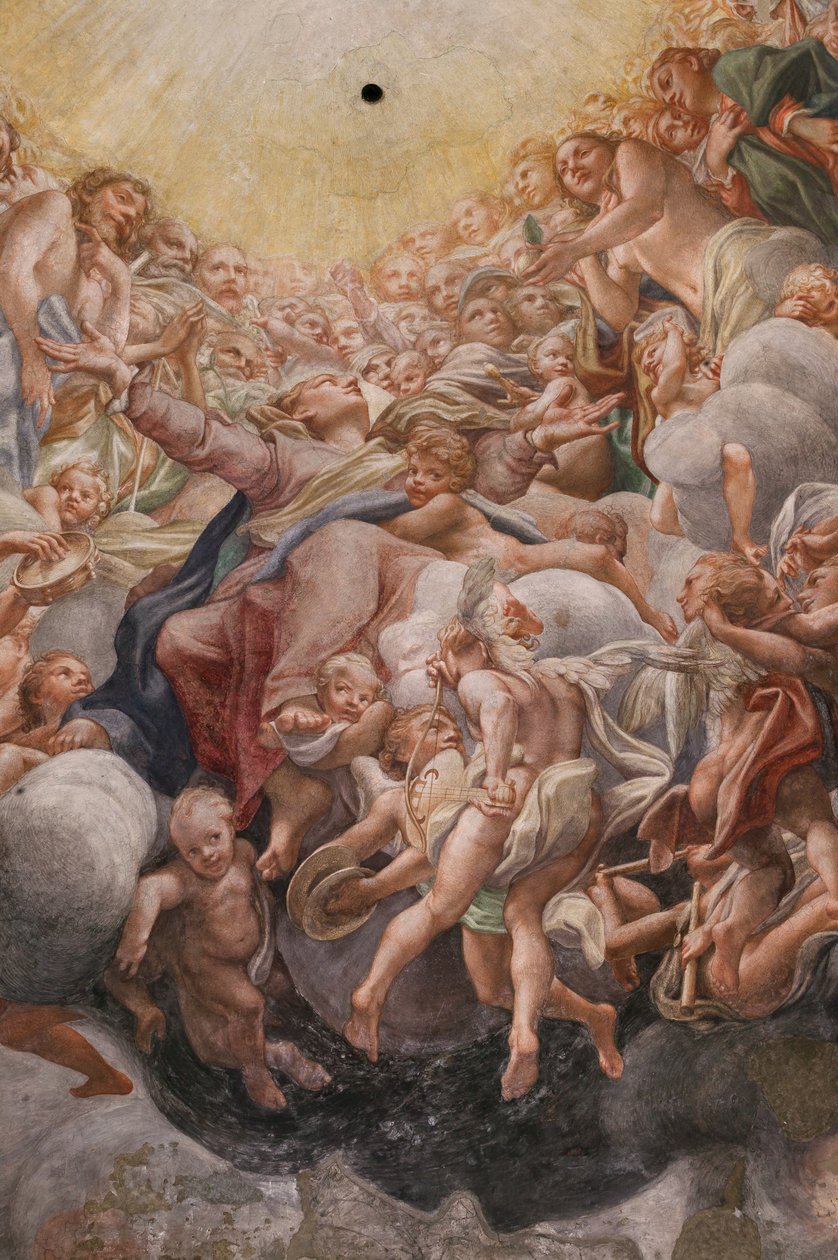 Neitsyt Aadamin ja Eevan välillä, yksityiskohta numerosta 3660852 tekijältä (c.1489 1534) Correggio