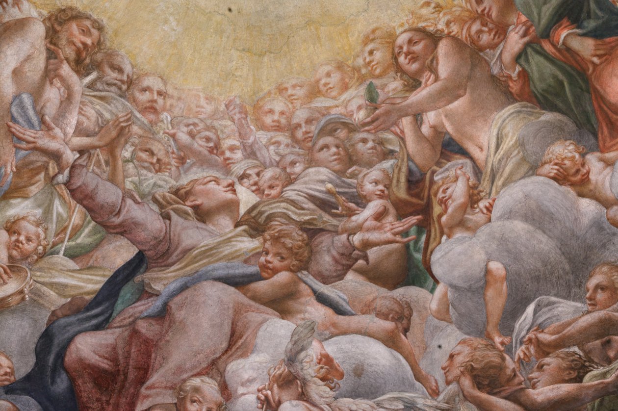 Neitsyt Aadamin ja Eevan välillä, yksityiskohta numerosta 3660852 tekijältä (c.1489 1534) Correggio