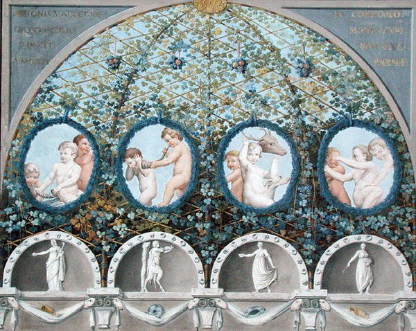 Design for a Ceiling Fresco, julkaistu n. 1780 (guassi, tussi ja akvarelli etsatulla pohjalla) (katso myös 192025-026 tekijältä (c.1489 1534) (after) Correggio