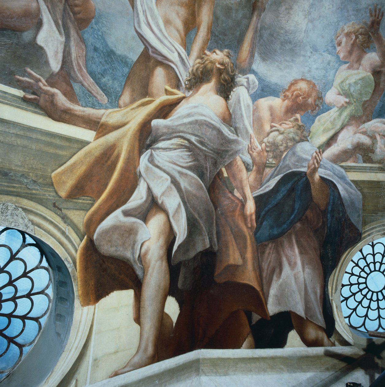 Apostolihahmo, yksityiskohta Parman katedraalin kupolin freskoista, Antonio Allegri Da Correggio (1489-1534) tekijältä (c.1489 1534) Correggio
