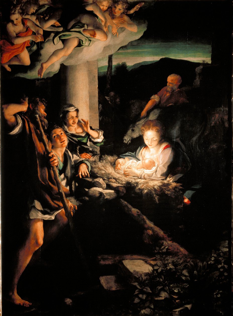 Pyhä yö (nativiitti). Antonio Allegrin maalaus dit Il Correggio (The Correge tekijältä (c.1489 1534) Correggio