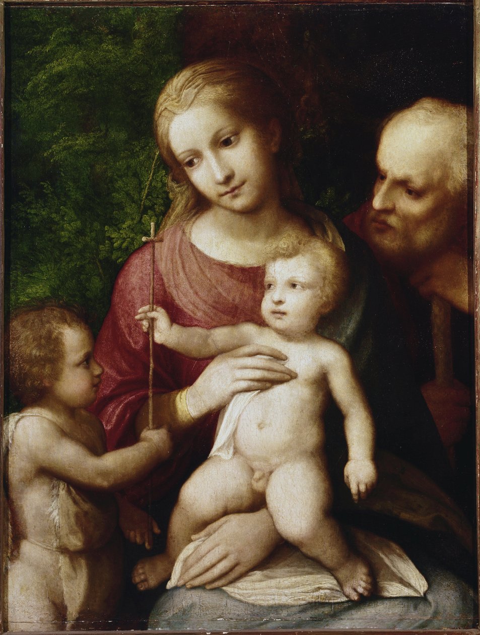 Pyhä perhe pyhän Johannes Kastajan kanssa lapsena (öljy poppelilevylle tekijältä (c.1489 1534) Correggio