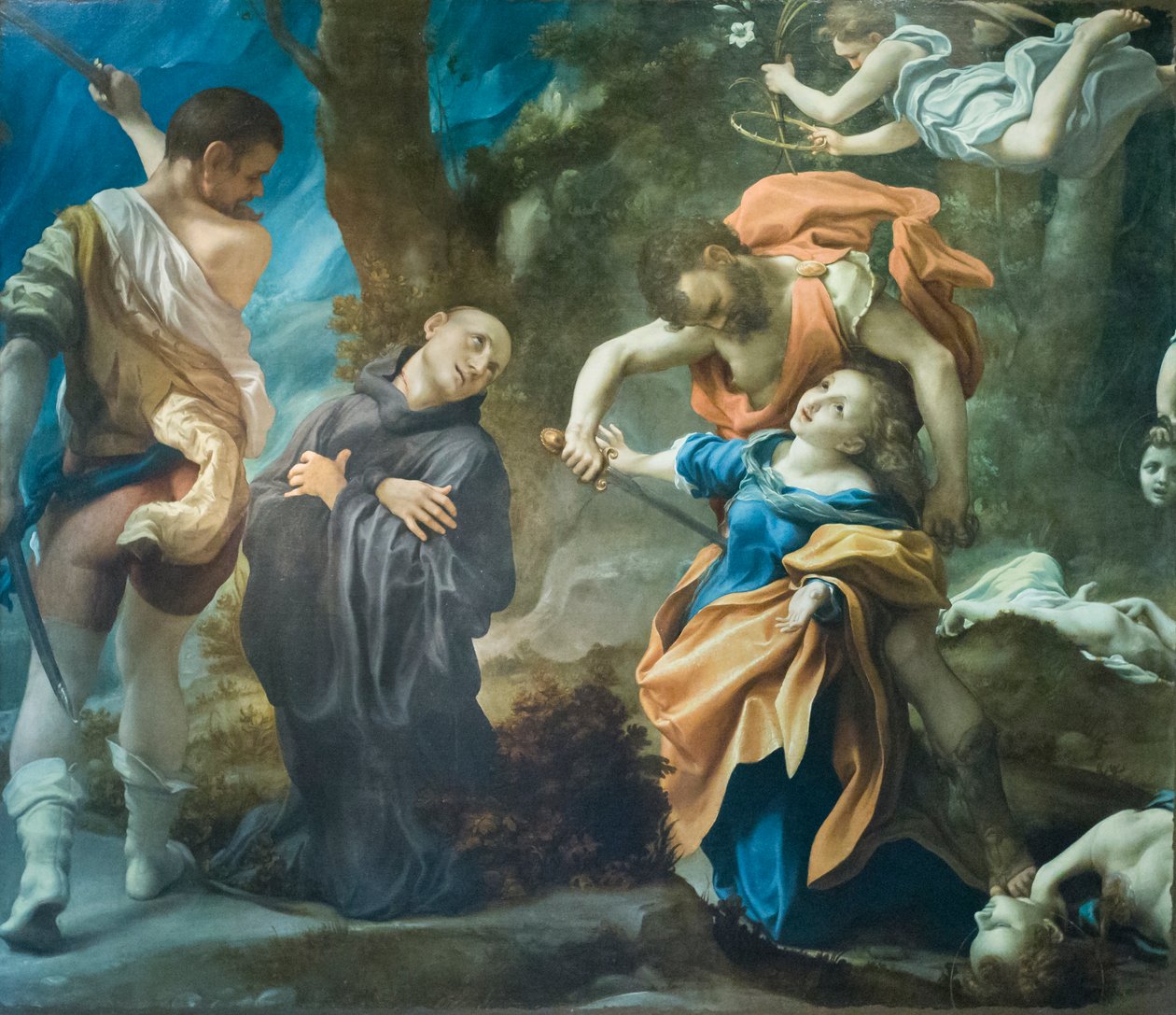 Pyhän Placiduksen, Flavian, Eutychiuksen ja Victorinuksen marttyyrikuolema, noin 1524 (öljy kankaalle). tekijältä (c.1489 1534) Correggio