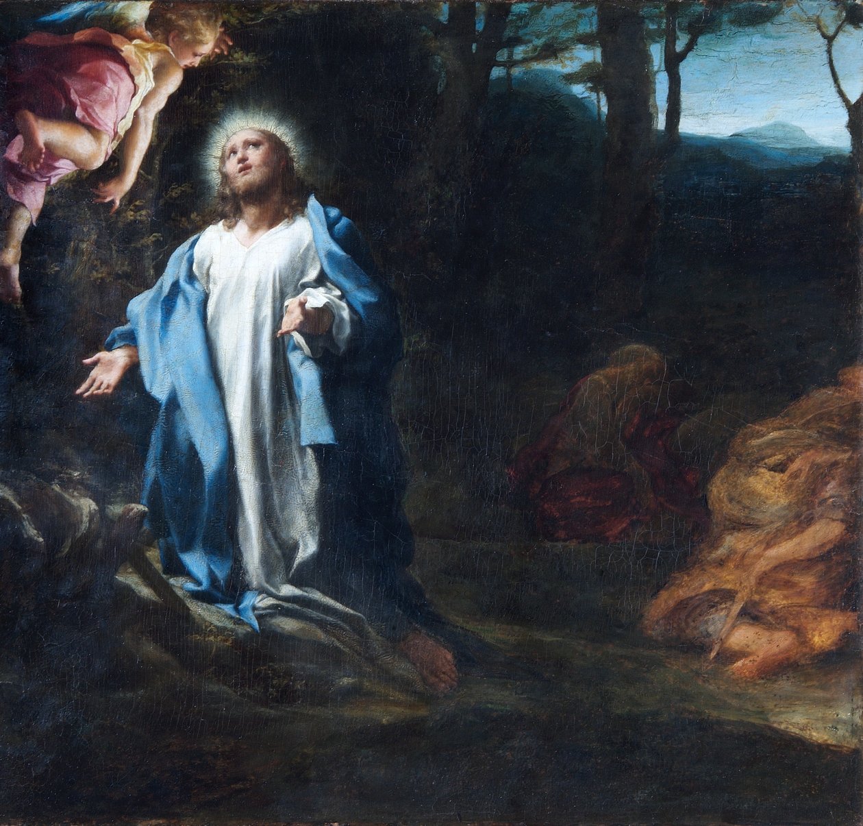 Agony in the Garden, 1520-luvun puoliväli (öljy paneelille) tekijältä (c.1489 1534) Correggio