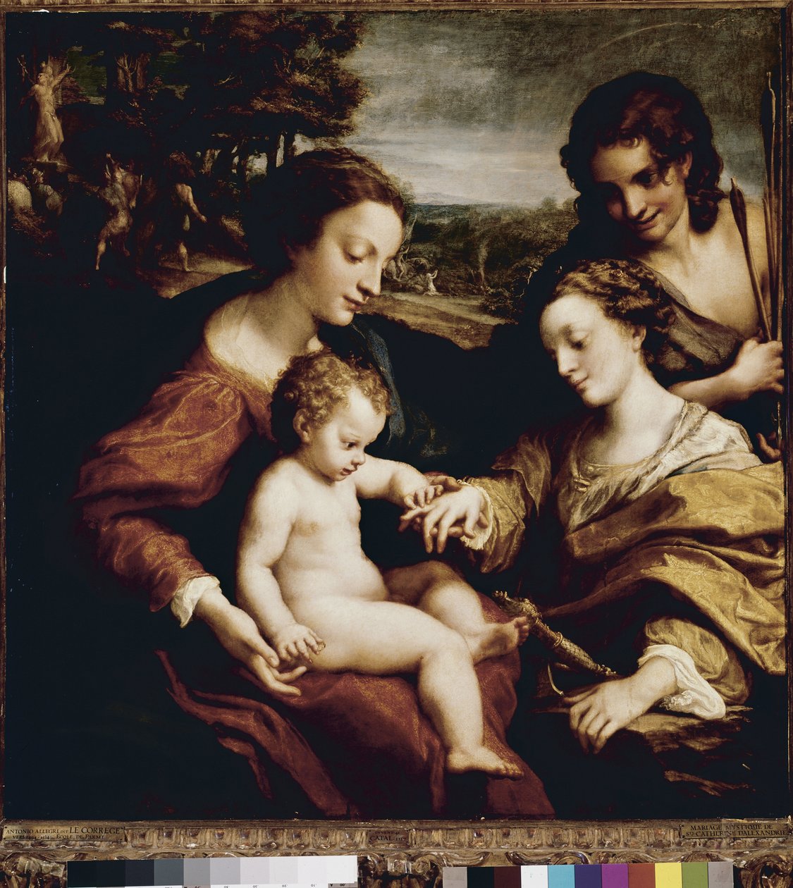 Pyhän Katariinan mystinen häät (öljy paneelille tekijältä (c.1489 1534) Correggio