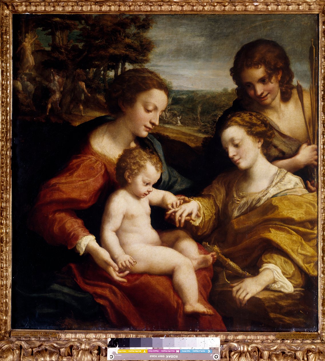 Pyhän Katariinan Aleksandrialaisen mystinen avioliitto Pyhän Sebastianin kanssa Antonio Allegrin maalaus (dit Correggio tai Le Correge 1489-1534) 1500-luvun su. 1,05x1,02 m Pariisi, Musee du Louvre. tekijältä (c.1489 1534) Correggio