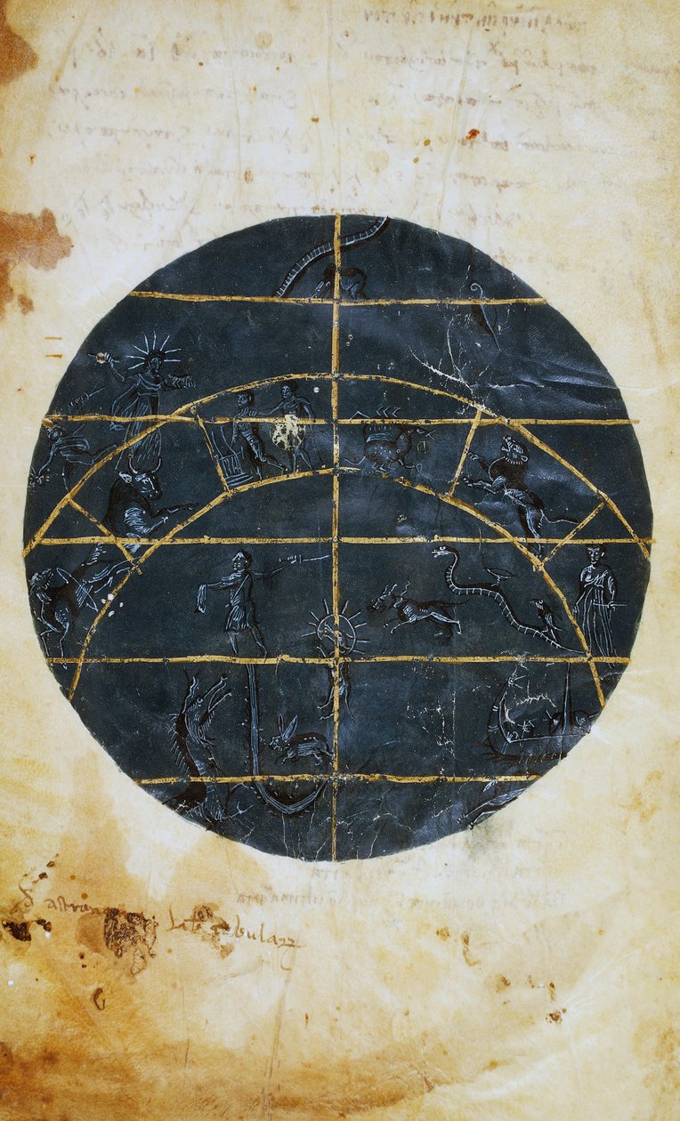 Pohjoinen taivaanpuolisko, miniatyyri, Ptolemaios (n. 100-175) tähtitieteellinen taulukko, hellenistinen sivilisaatio tekijältä (c.90 168)(after) Ptolemy