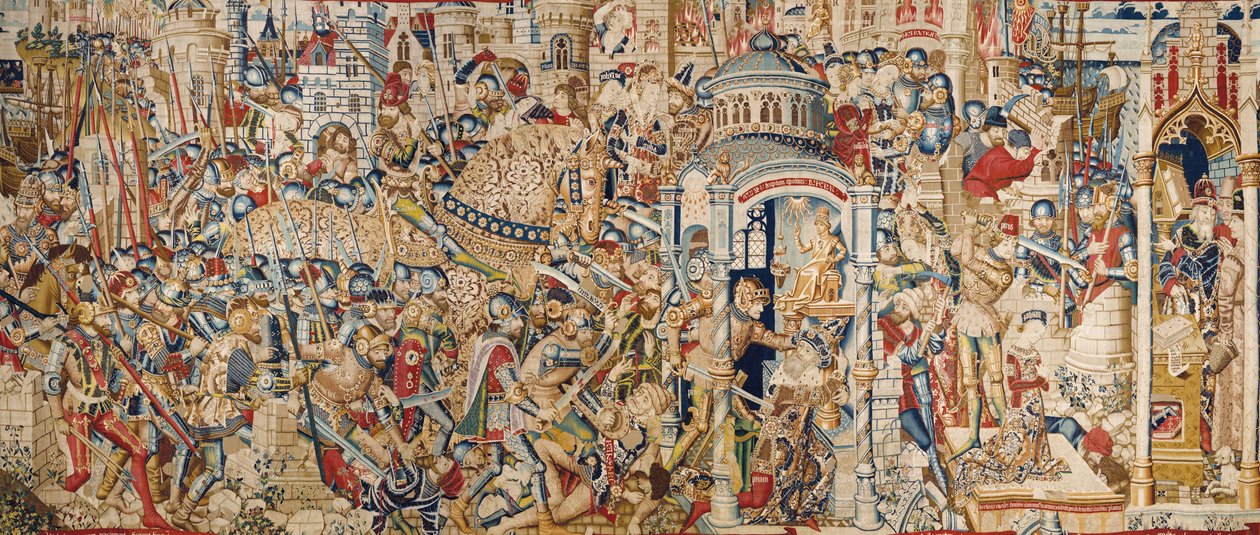 A Guerra de Tróia: A Destruição de Tróia, c.1470 (tapeçaria)finlandês tekijältä (fl.1450 75) Master of Coetivy
