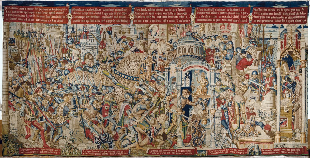 Troijan sota: Troijan tuho, noin 1470 (kuvakudos) tekijältä (fl.1450 75) Master of Coetivy