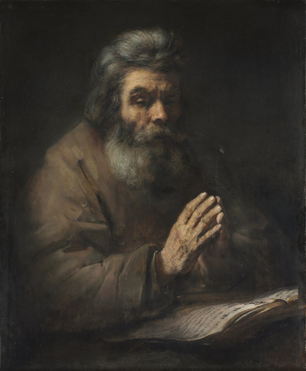 Vanhus mies rukouksessa tekijältä (follower of) Rembrandt Harmensz. van Rijn