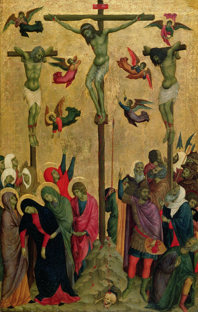 Ristiinnaulitseminen, n. 1315-30 (tempera paneelissa) tekijältä (school of) Duccio di Buoninsegna