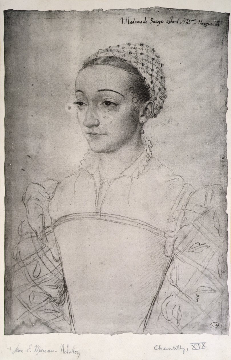 Marguerite de France (1523-74) (kynä paperilla) tekijältä (studio of) Clouet