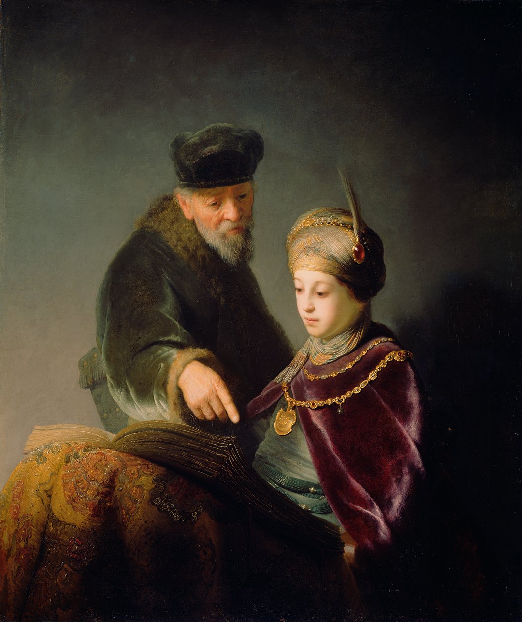 Nuori tutkija ja hänen opettajansa, n. 1629-30 (öljy kankaalle) tekijältä studio of Rembrandt Harmensz. van Rijn