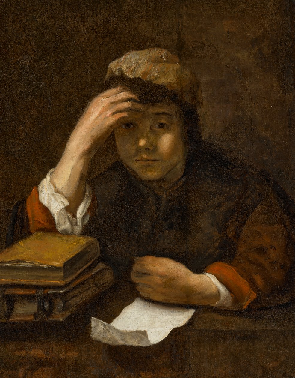 Poika lukemassa (öljy kankaalle) tekijältä (studio of) Rembrandt Harmensz. van Rijn
