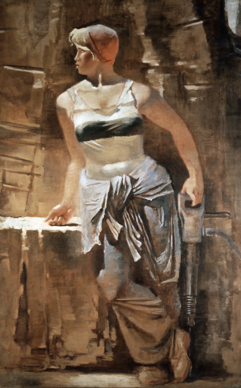 A Girl: Metro-Builder 1937 A, Samokhvalov (1894 - 1971) maalaus, Sosialistinen realismi. tekijältä Unknown