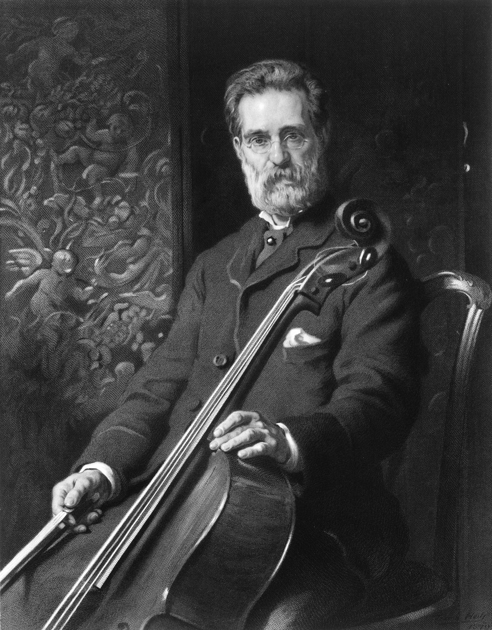 Alfredo Piatti muotokuva sellolla. tekijältä Unknown