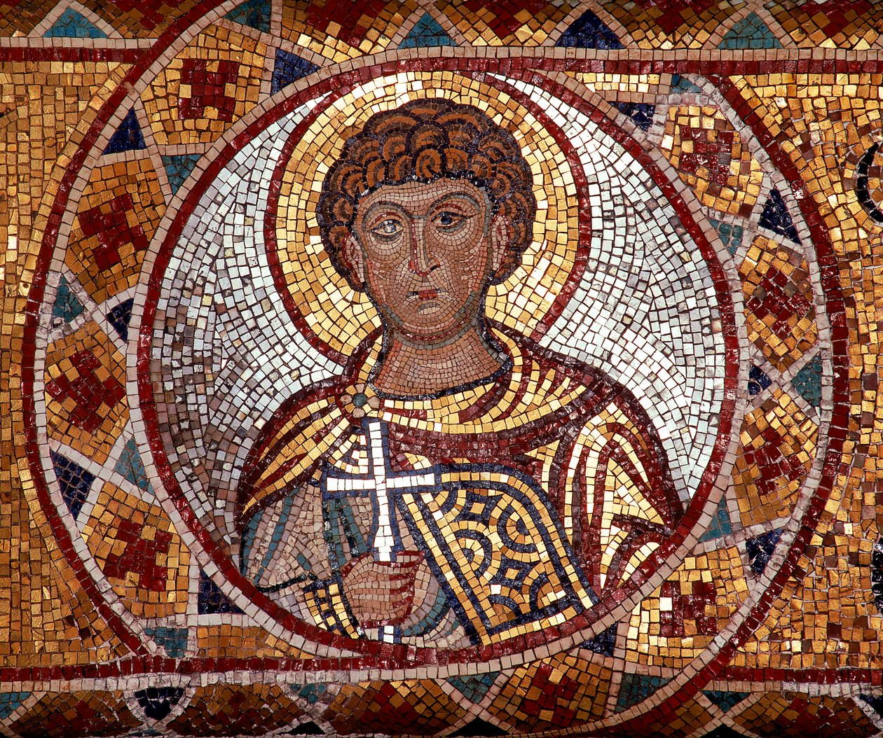Arkkienkeli. Mosaiikki sijaitsee Santa Maria della Martoranan kirkossa Palermossa tekijältä Unknown