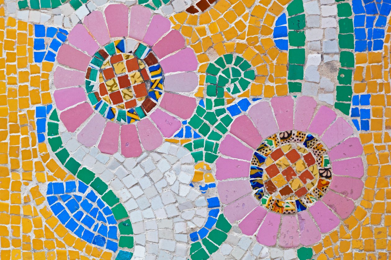 Barcelona, ​​Espanja. Mosaiikkityö Palau de la Música Catalanan julkisivussa. Lluís Domènech i Montanerin modernistinen rakennus. Katalonian musiikin palatsi. tekijältä Unknown